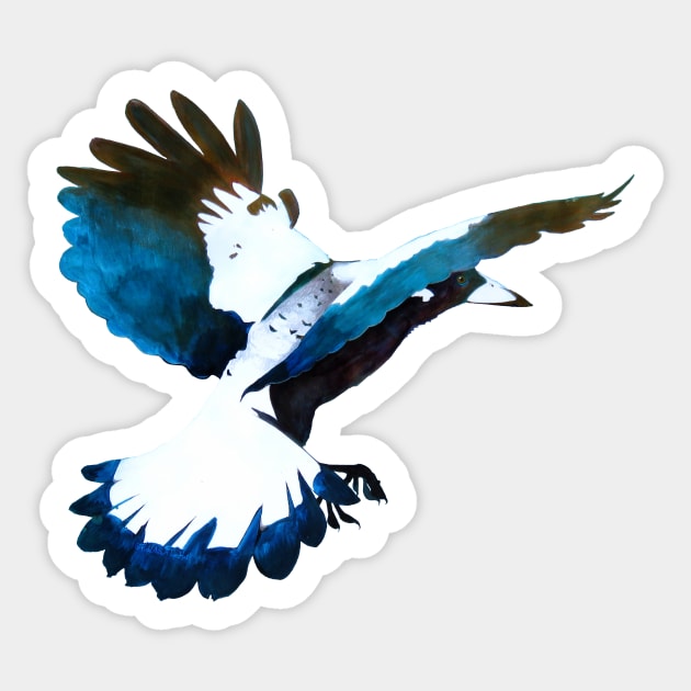 Magpie Sky - Nature Art Sticker by FishWithATopHat